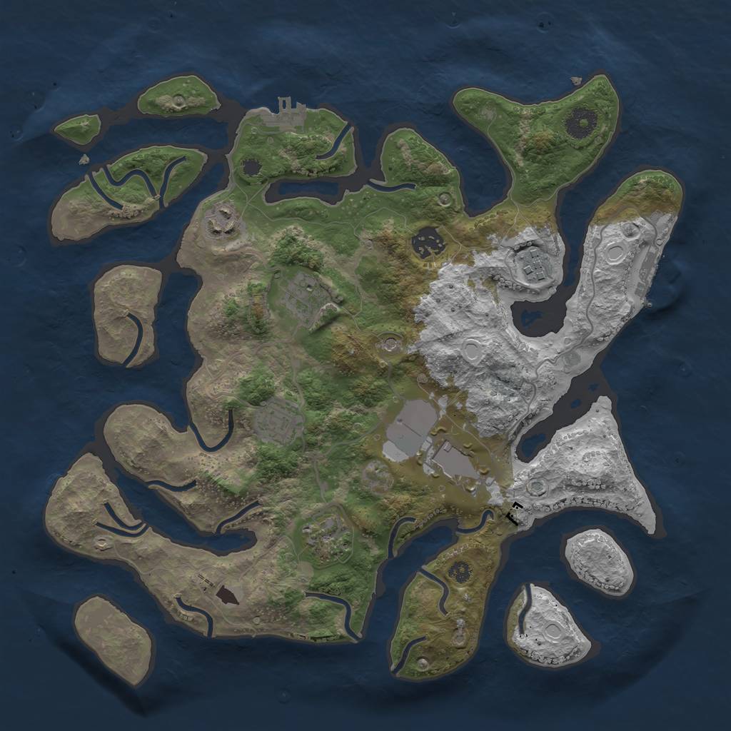 Rust Map: Procedural Map, Size: 3500, Seed: 1439794340, 15 Monuments