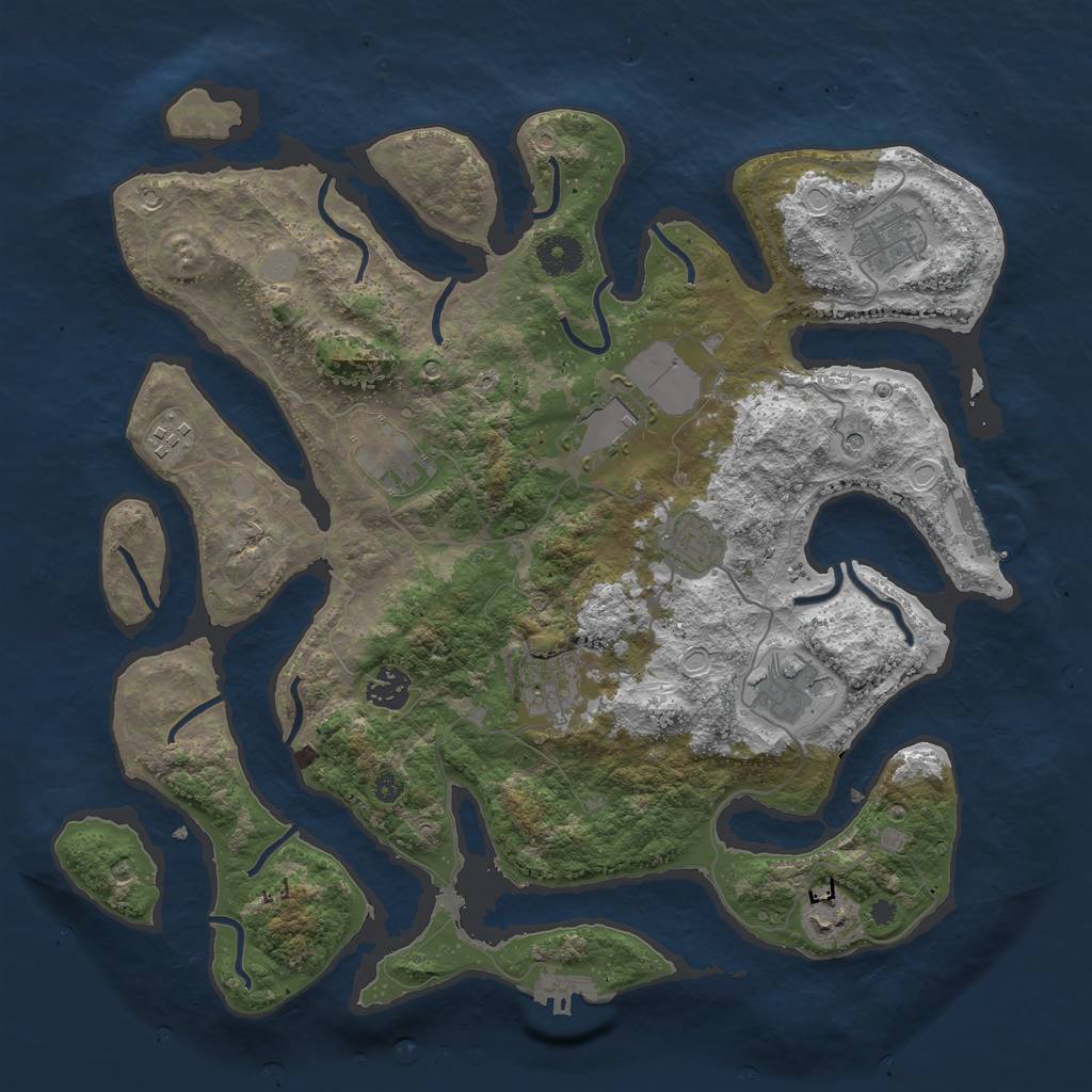 Rust Map: Procedural Map, Size: 3800, Seed: 95264168, 17 Monuments