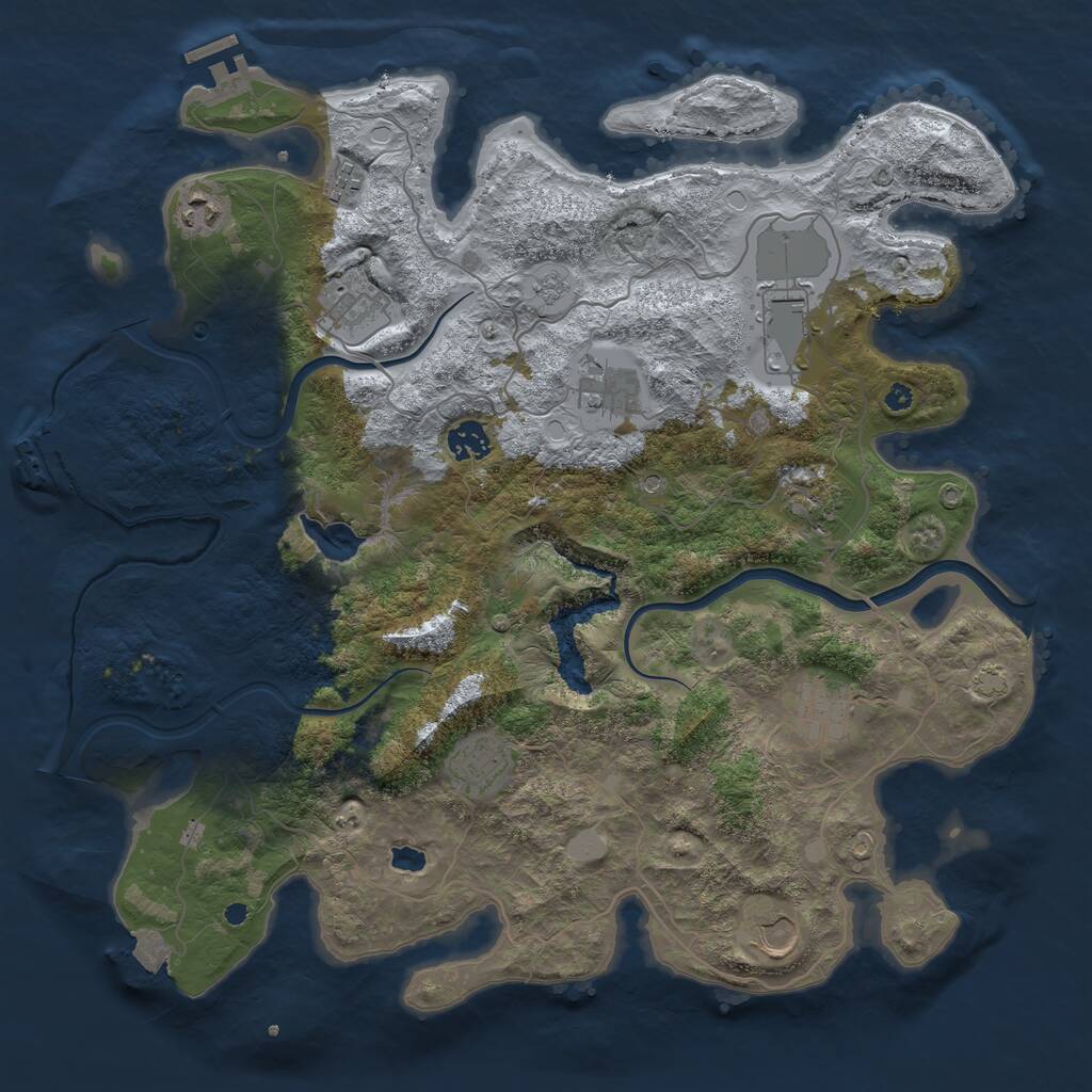 Rust Map: Procedural Map, Size: 4000, Seed: 851011, 16 Monuments