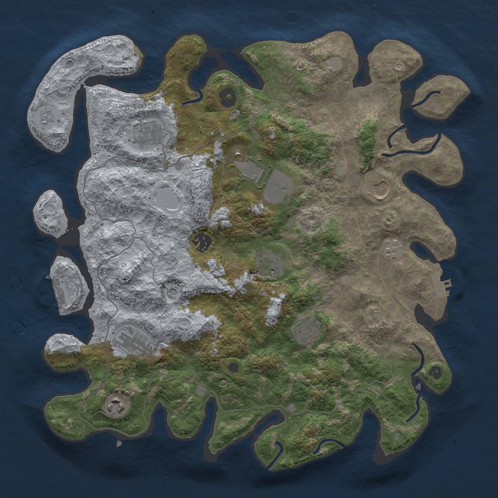 Rust Map: Procedural Map, Size: 4000, Seed: 95253, 16 Monuments