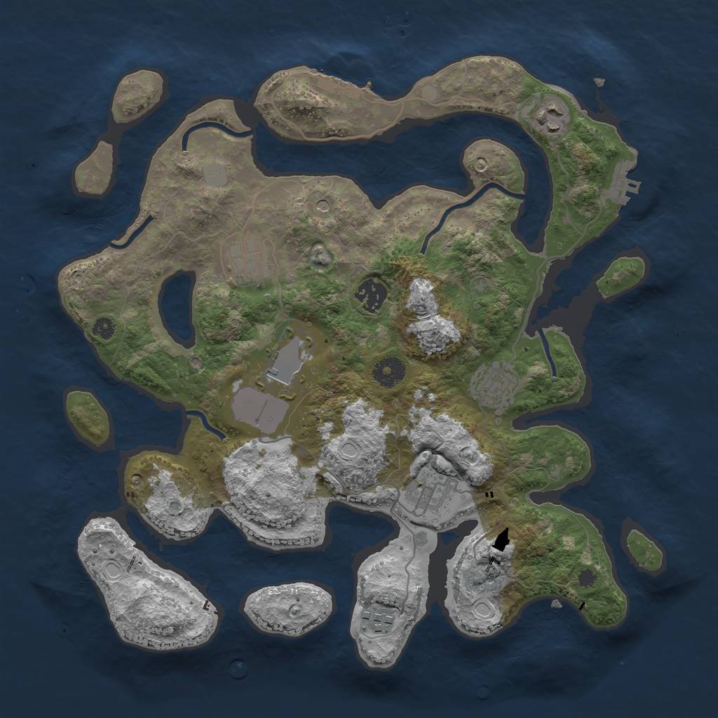 Rust Map: Procedural Map, Size: 3500, Seed: 58018076, 15 Monuments