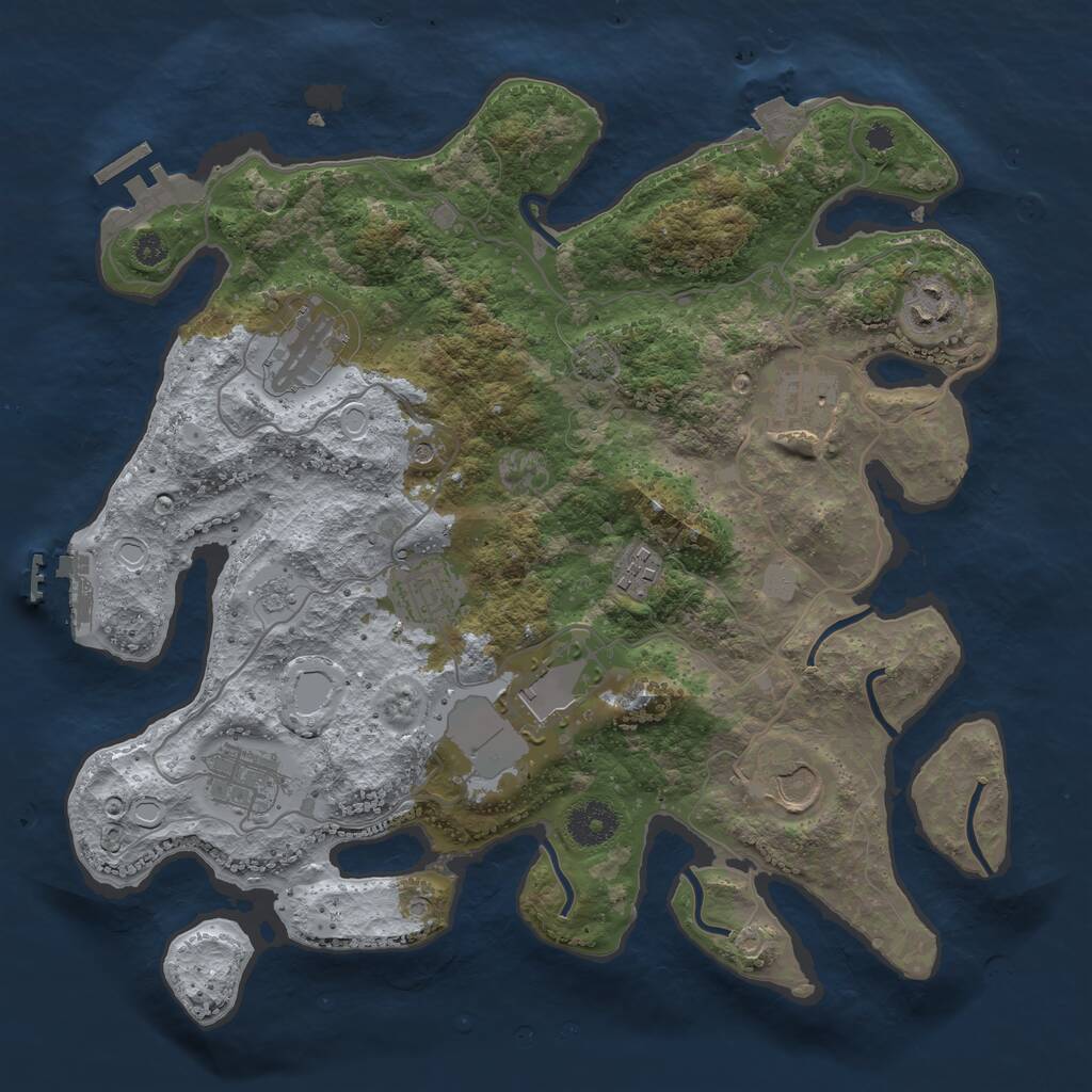 Rust Map: Procedural Map, Size: 3500, Seed: 17721899, 14 Monuments