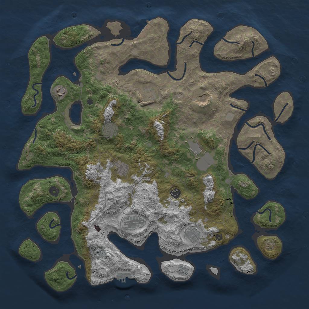 Rust Map: Procedural Map, Size: 4500, Seed: 1869260535, 18 Monuments