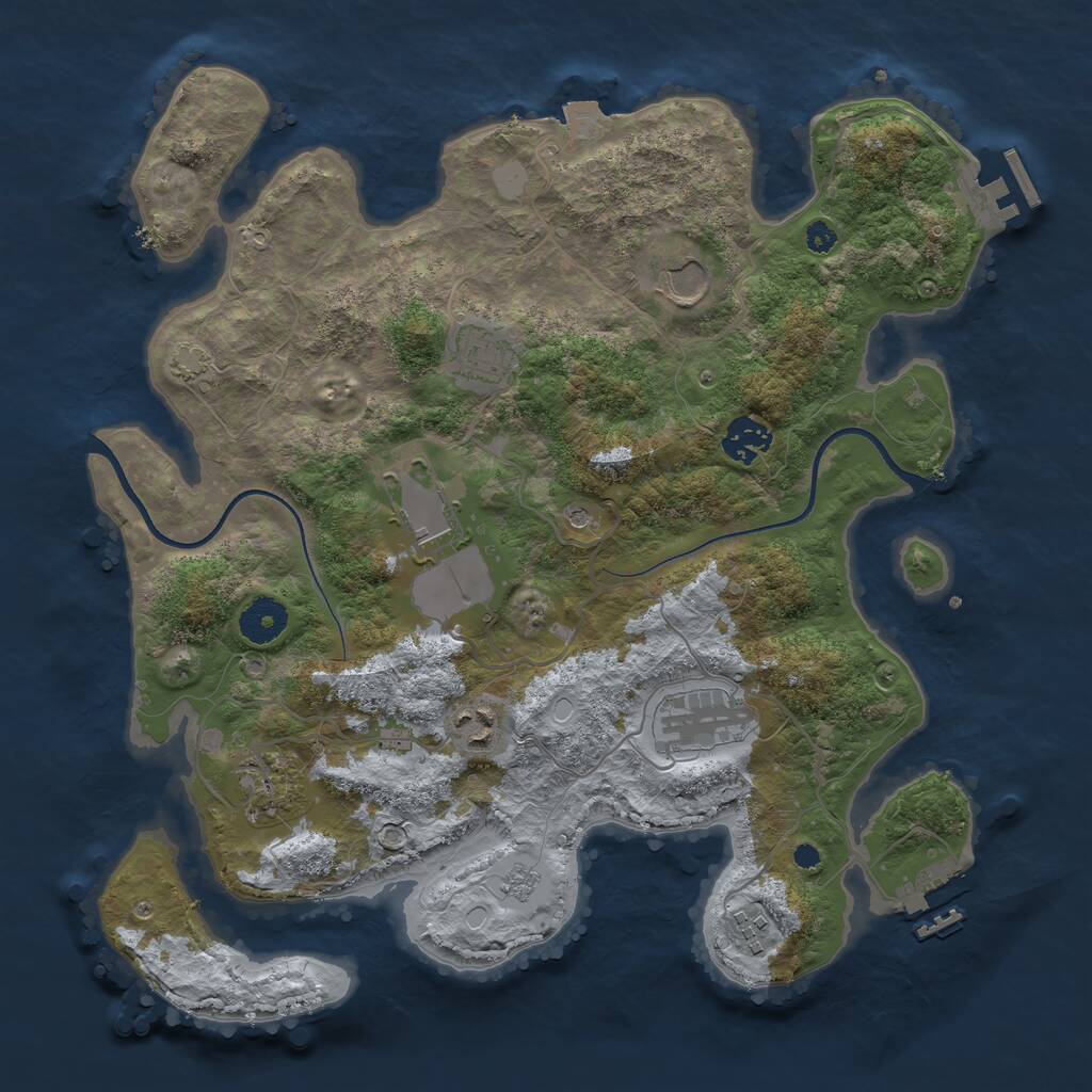 Rust Map: Procedural Map, Size: 3550, Seed: 813686, 14 Monuments