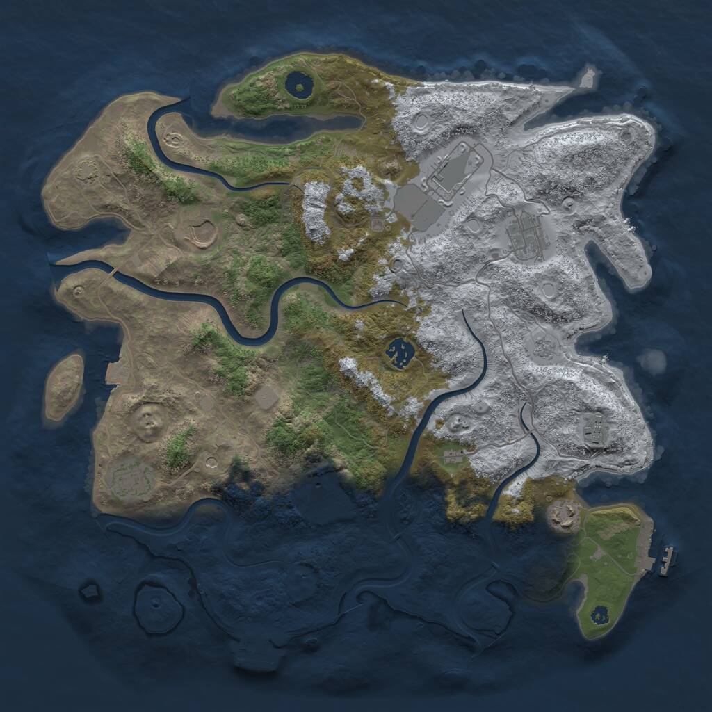 Rust Map: Procedural Map, Size: 3850, Seed: 14548230, 14 Monuments