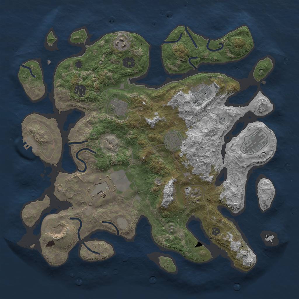 Rust Map: Procedural Map, Size: 3700, Seed: 2028711792, 16 Monuments