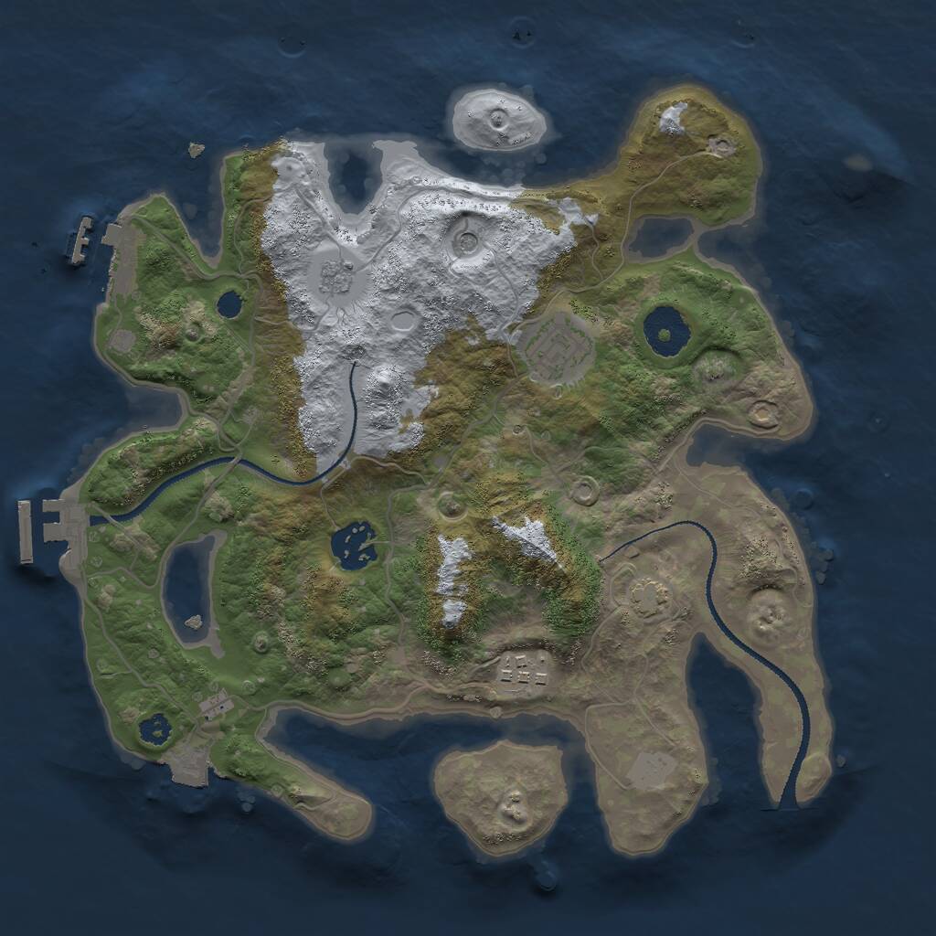 Rust Map: Procedural Map, Size: 3000, Seed: 720985, 9 Monuments