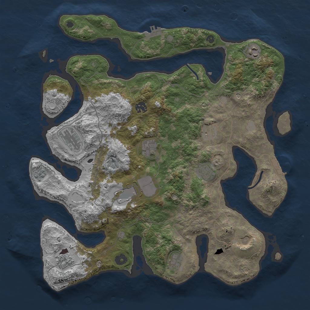 Rust Map: Procedural Map, Size: 4000, Seed: 1638566320, 19 Monuments