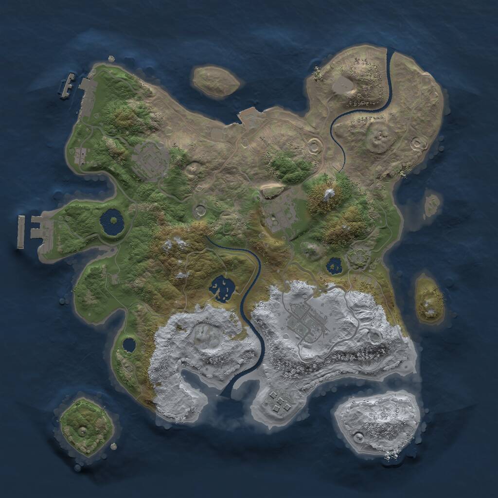 Rust Map: Procedural Map, Size: 3000, Seed: 663193, 10 Monuments