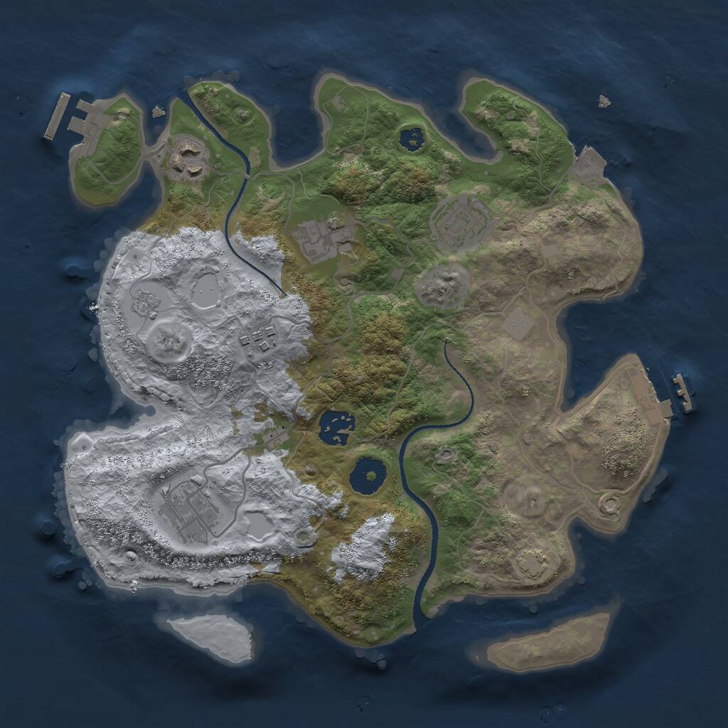 Rust Map: Procedural Map, Size: 3000, Seed: 291352593, 11 Monuments
