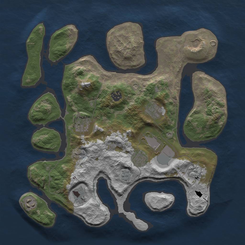 Rust Map: Barren, Size: 3500, Seed: 47, 13 Monuments