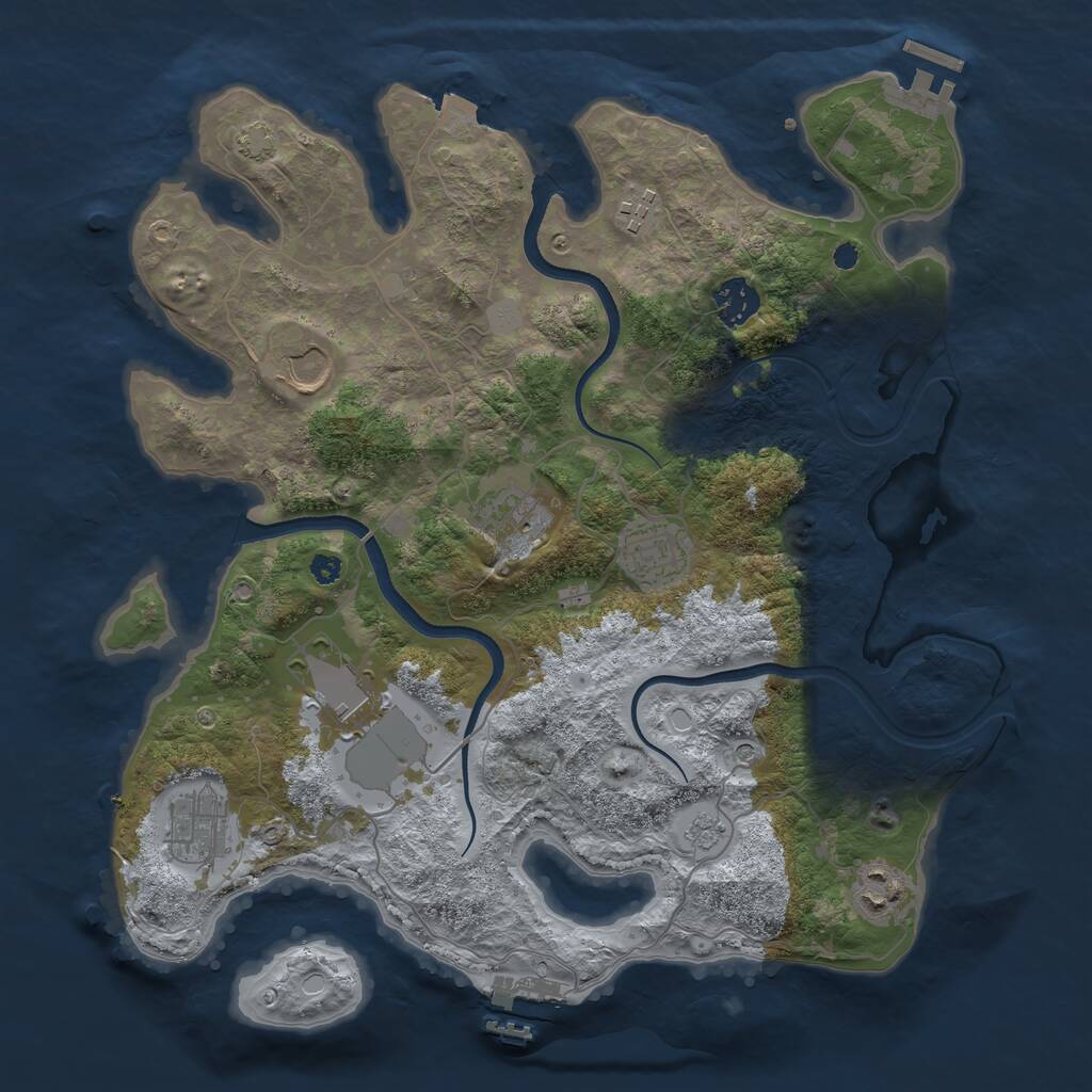 Rust Map: Procedural Map, Size: 3550, Seed: 945864, 14 Monuments