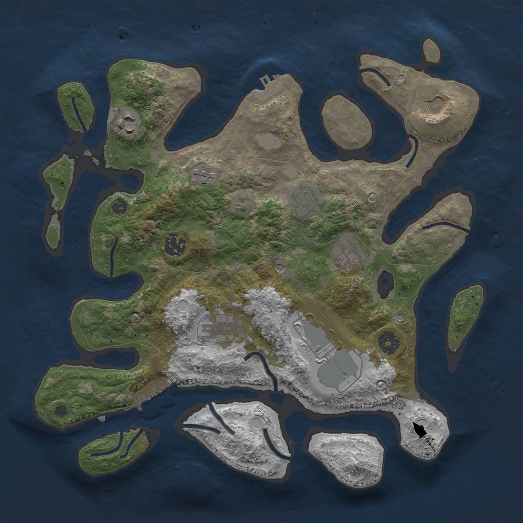 Rust Map: Procedural Map, Size: 3550, Seed: 960360, 16 Monuments