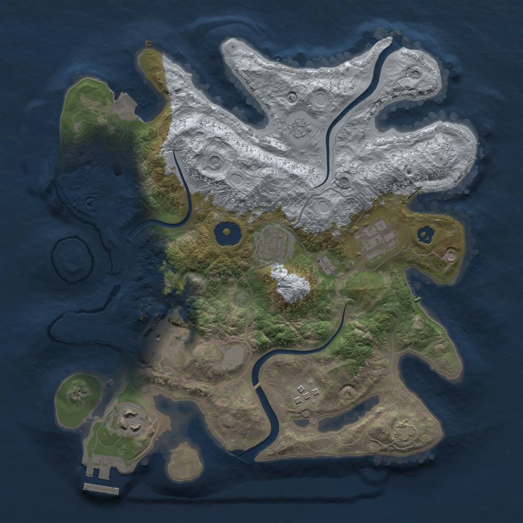 Rust Map: Procedural Map, Size: 3000, Seed: 951174, 10 Monuments