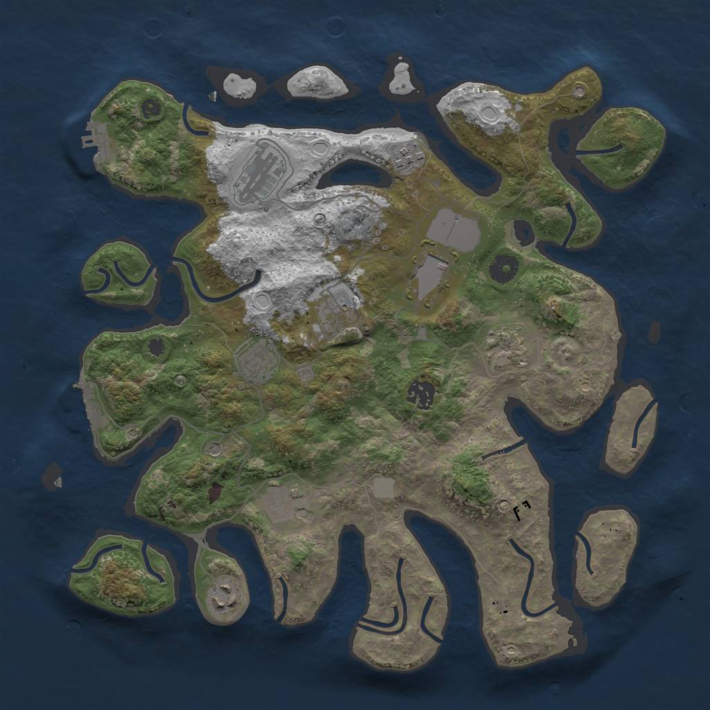 Rust Map: Procedural Map, Size: 3700, Seed: 11353377, 17 Monuments