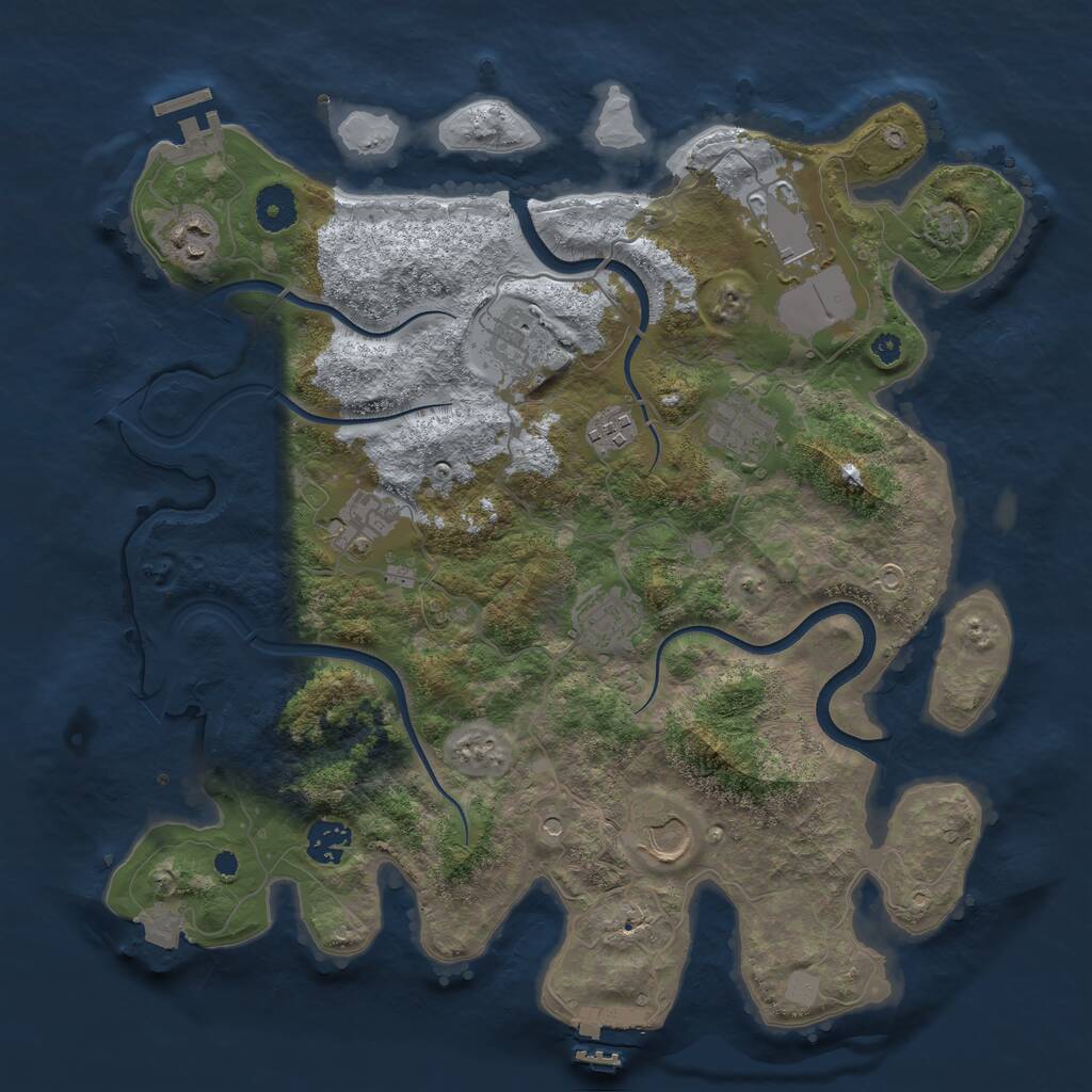 Rust Map: Procedural Map, Size: 3700, Seed: 11353377, 14 Monuments