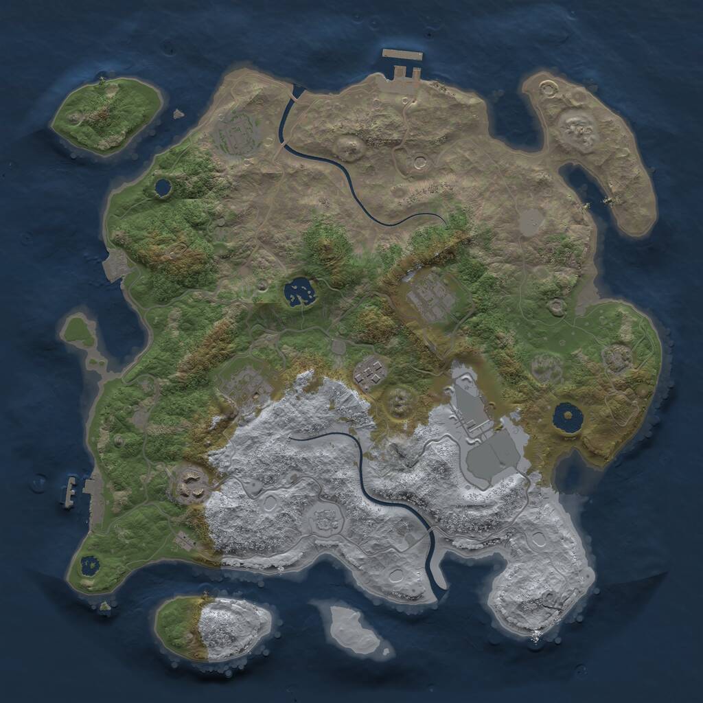 Rust Map: Procedural Map, Size: 3550, Seed: 551346, 13 Monuments