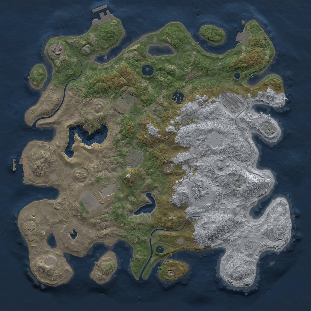 Rust Map: Procedural Map, Size: 4000, Seed: 3207558, 14 Monuments