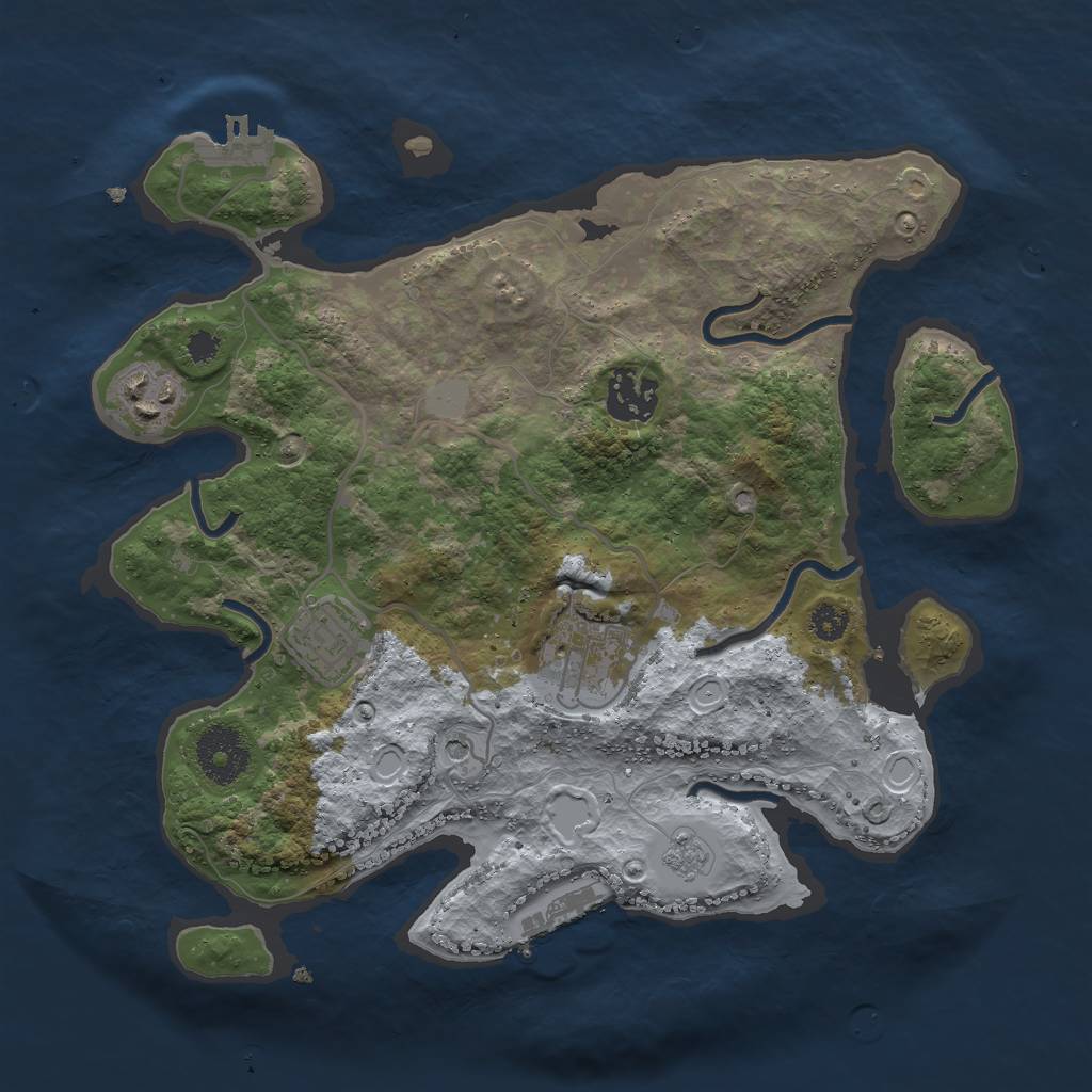 Rust Map: Procedural Map, Size: 3000, Seed: 139618, 11 Monuments