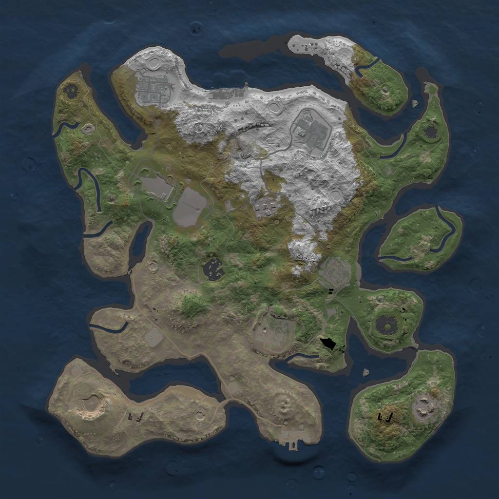 Rust Map: Procedural Map, Size: 3500, Seed: 32169, 17 Monuments