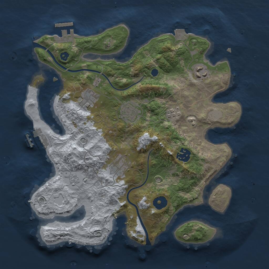 Rust Map: Procedural Map, Size: 3000, Seed: 431828, 11 Monuments