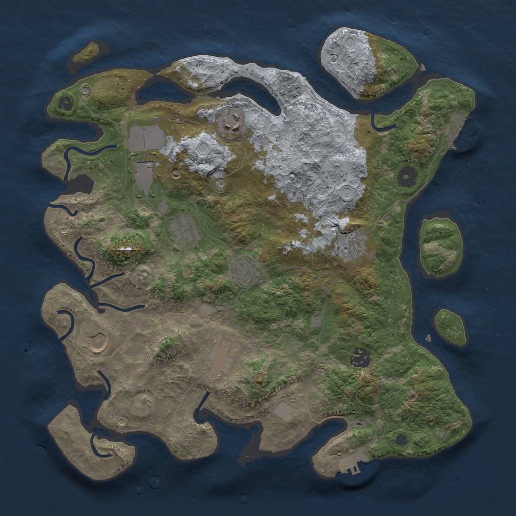Rust Map: Procedural Map, Size: 3700, Seed: 143075106, 16 Monuments
