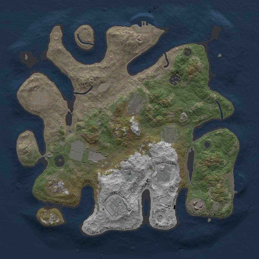 Rust Map: Procedural Map, Size: 3500, Seed: 1564603824, 17 Monuments