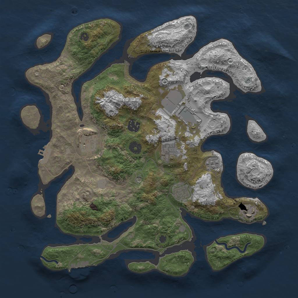 Rust Map: Procedural Map, Size: 3550, Seed: 661818, 15 Monuments
