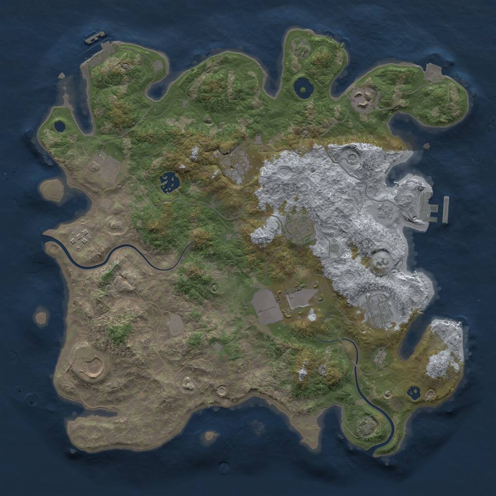 Rust Map: Procedural Map, Size: 3700, Seed: 2166888, 15 Monuments