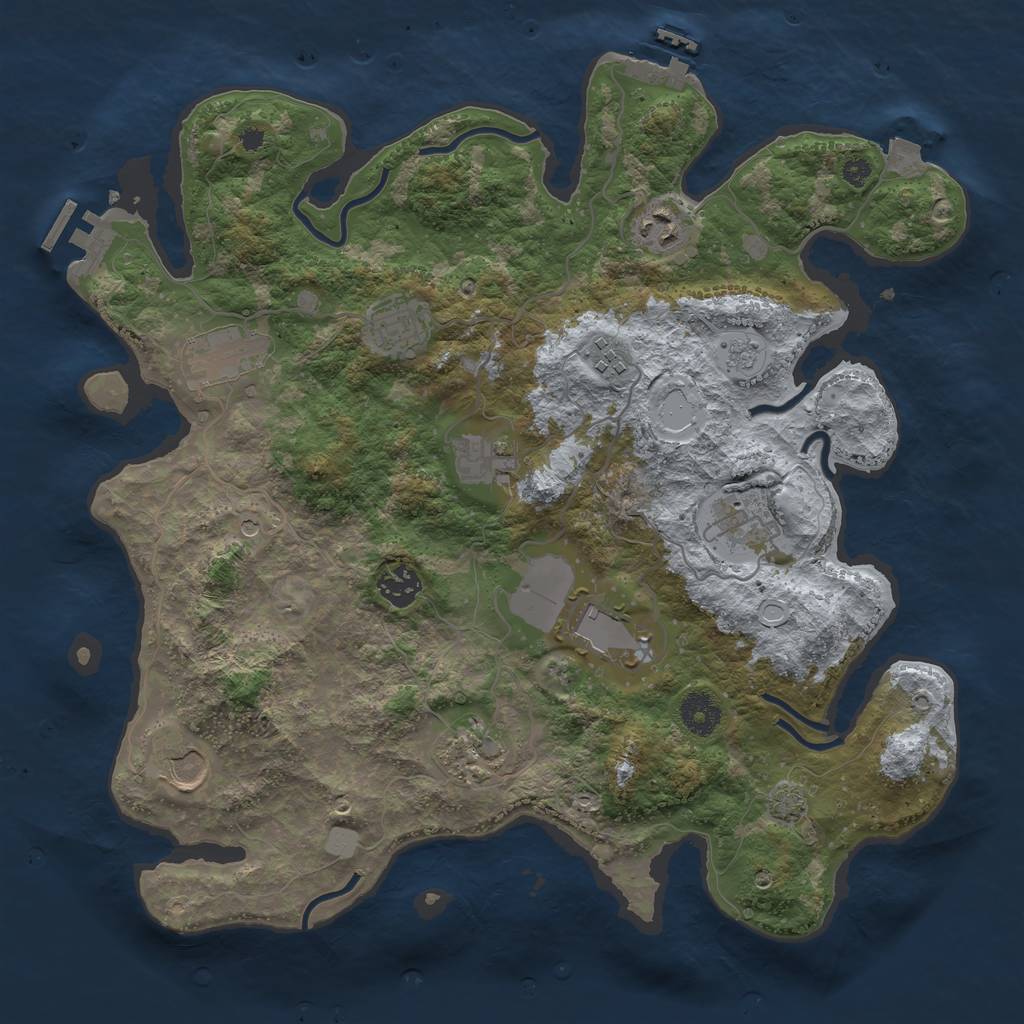 Rust Map: Procedural Map, Size: 3700, Seed: 2166888, 18 Monuments