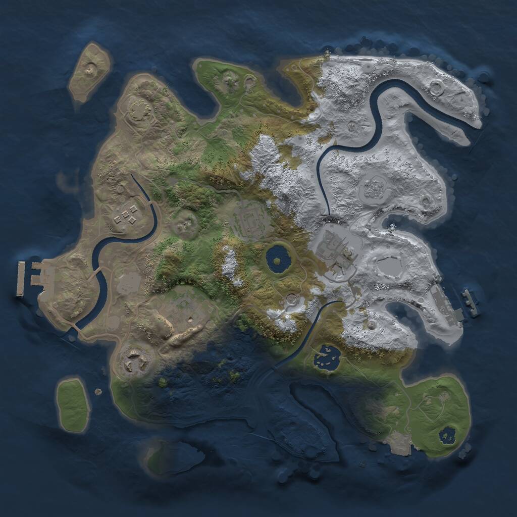 Rust Map: Procedural Map, Size: 3000, Seed: 3164351, 12 Monuments