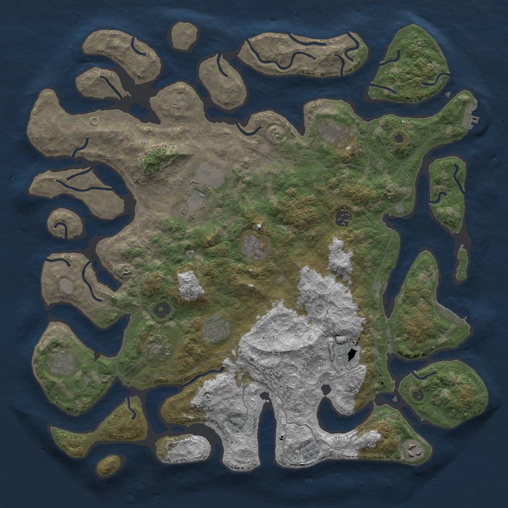 Rust Map: Procedural Map, Size: 4655, Seed: 5000001, 18 Monuments