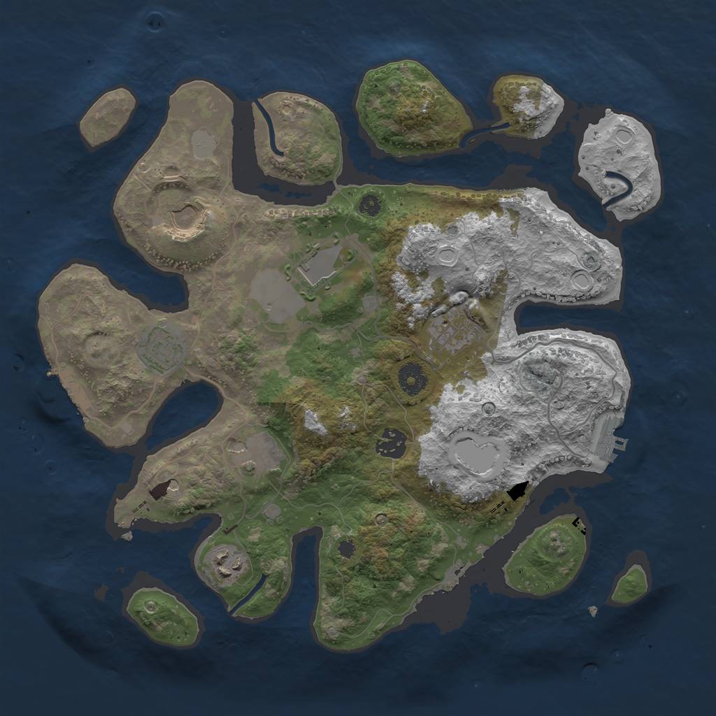 Rust Map: Procedural Map, Size: 3500, Seed: 1668656087, 15 Monuments