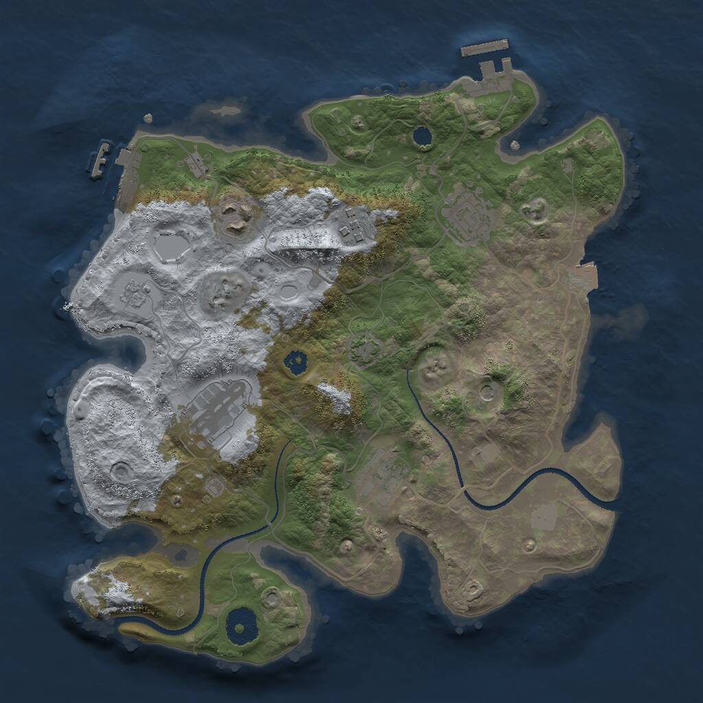 Rust Map: Procedural Map, Size: 3000, Seed: 591549, 11 Monuments