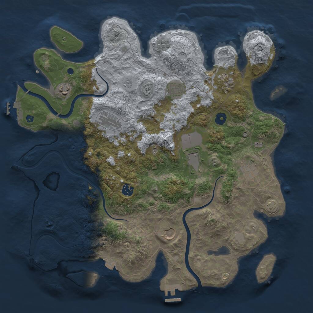 Rust Map: Procedural Map, Size: 3950, Seed: 1108835411, 15 Monuments