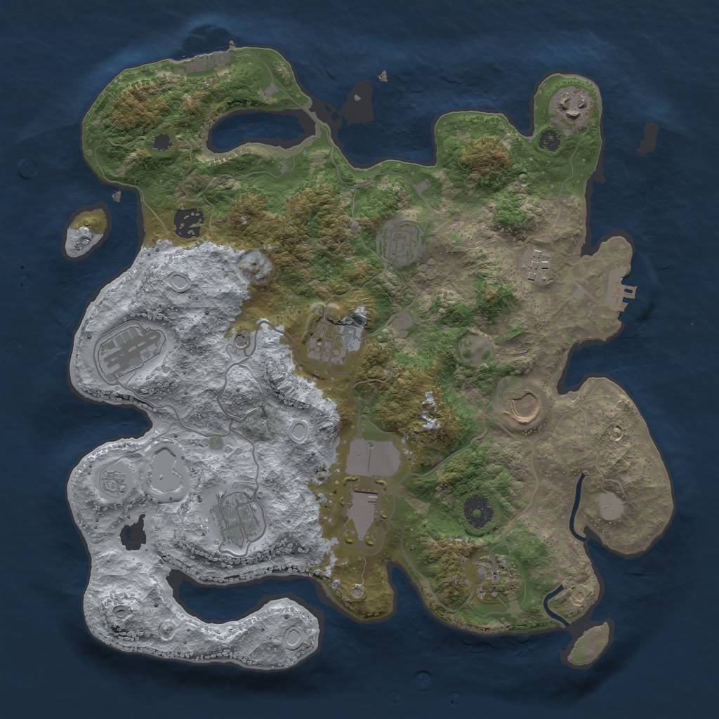 Rust Map: Procedural Map, Size: 3500, Seed: 500286265, 17 Monuments