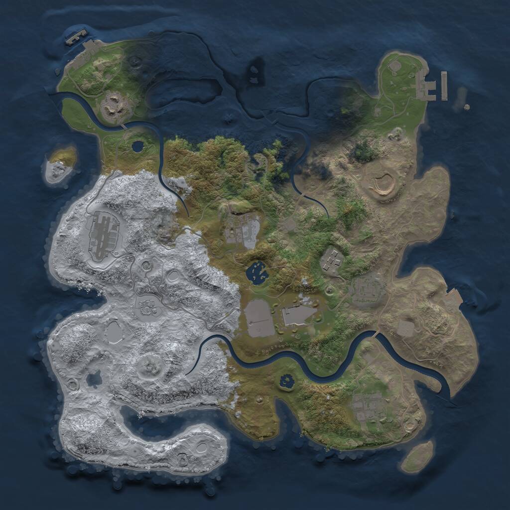 Rust Map: Procedural Map, Size: 3500, Seed: 500286265, 15 Monuments