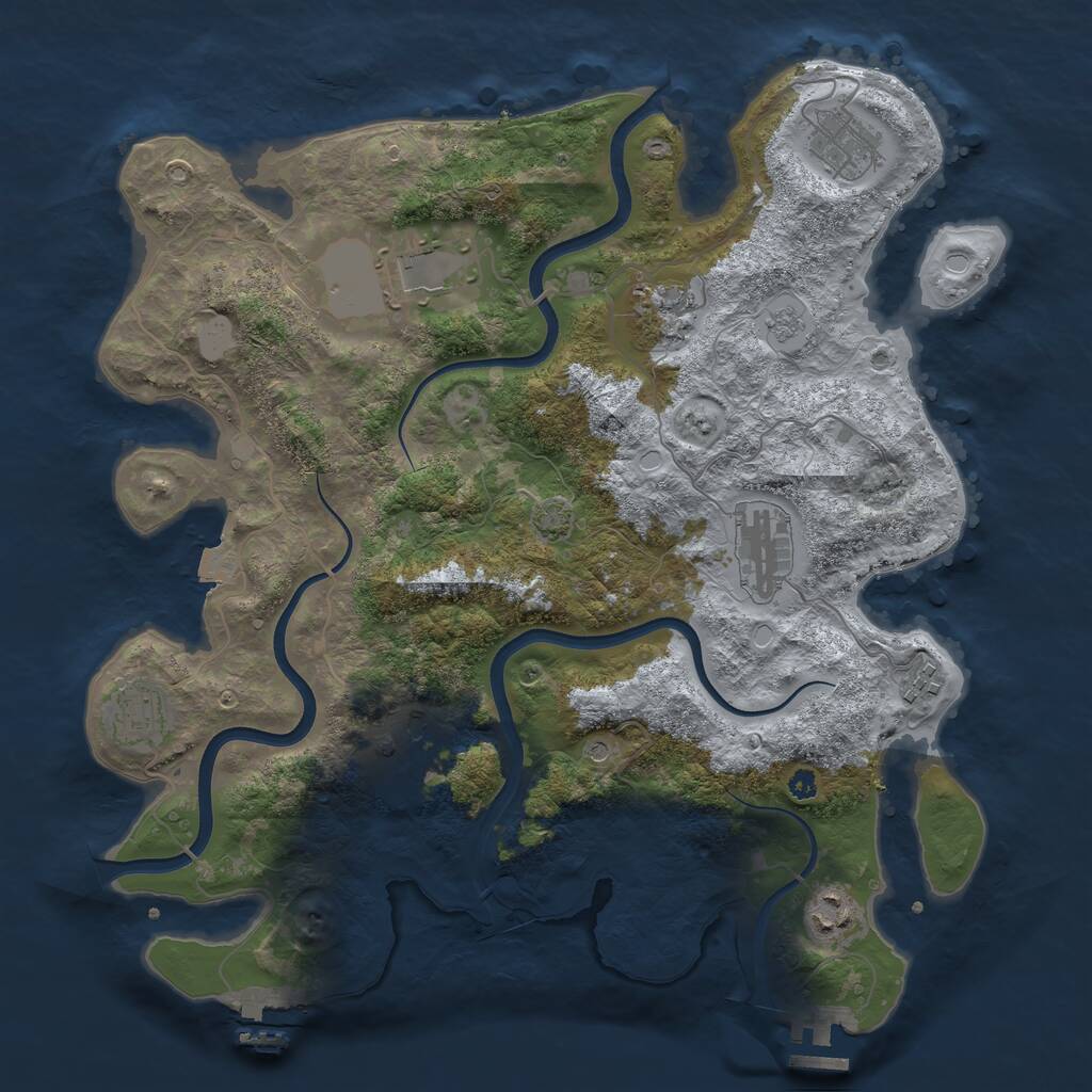 Rust Map: Procedural Map, Size: 3700, Seed: 214461111, 14 Monuments