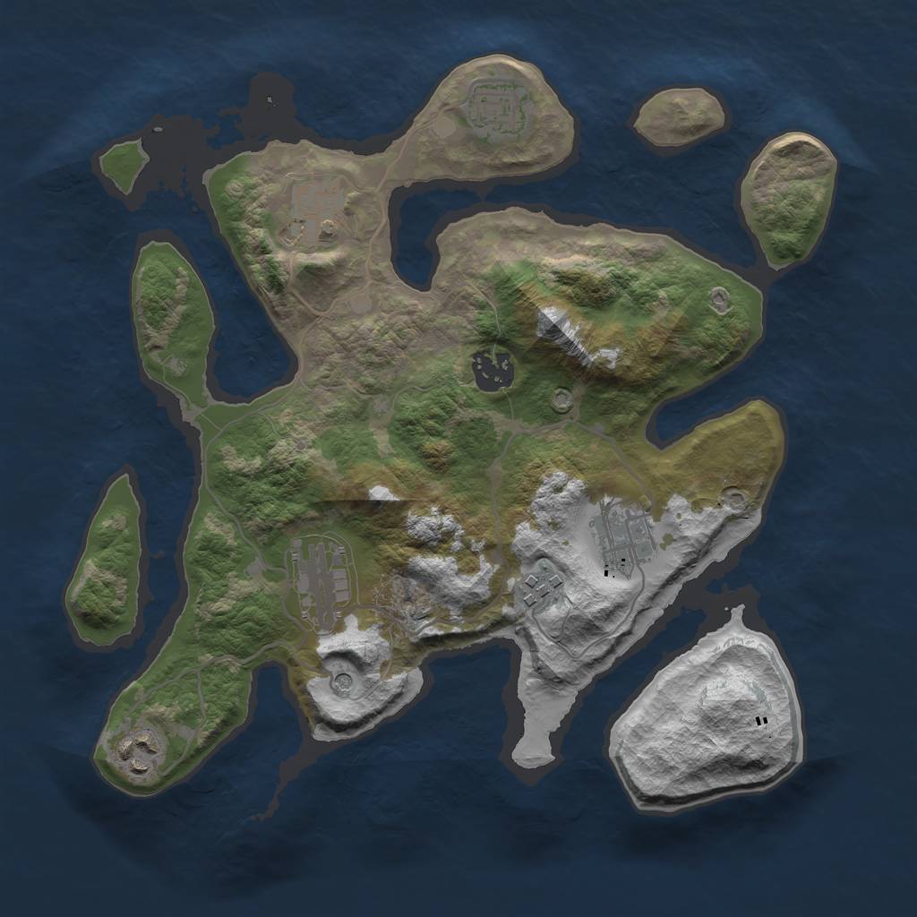 Rust Map: Barren, Size: 3200, Seed: 534224, 10 Monuments