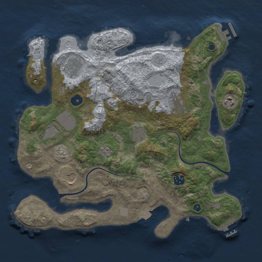 Rust Map: Procedural Map, Size: 3500, Seed: 2016873386, 14 Monuments