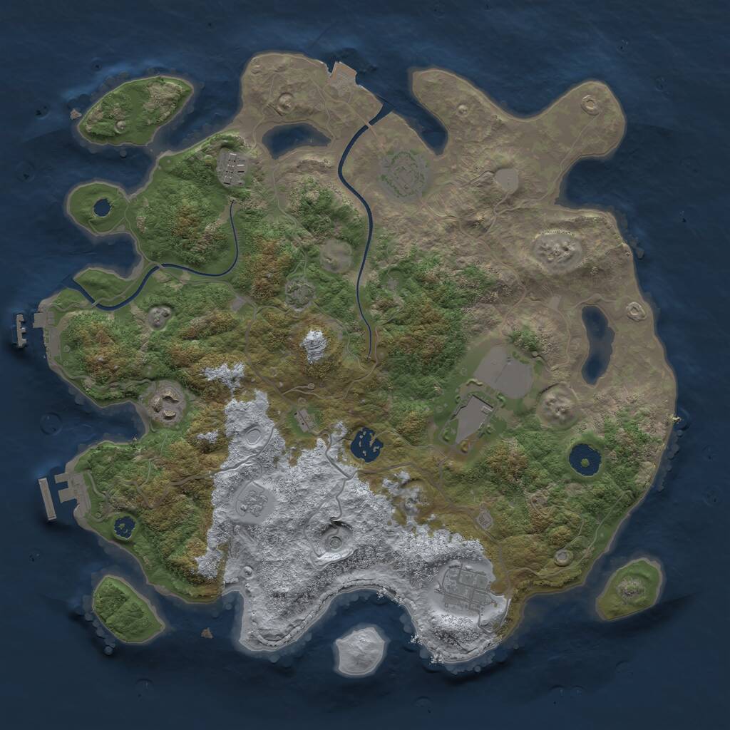 Rust Map: Procedural Map, Size: 3500, Seed: 1320466849, 12 Monuments