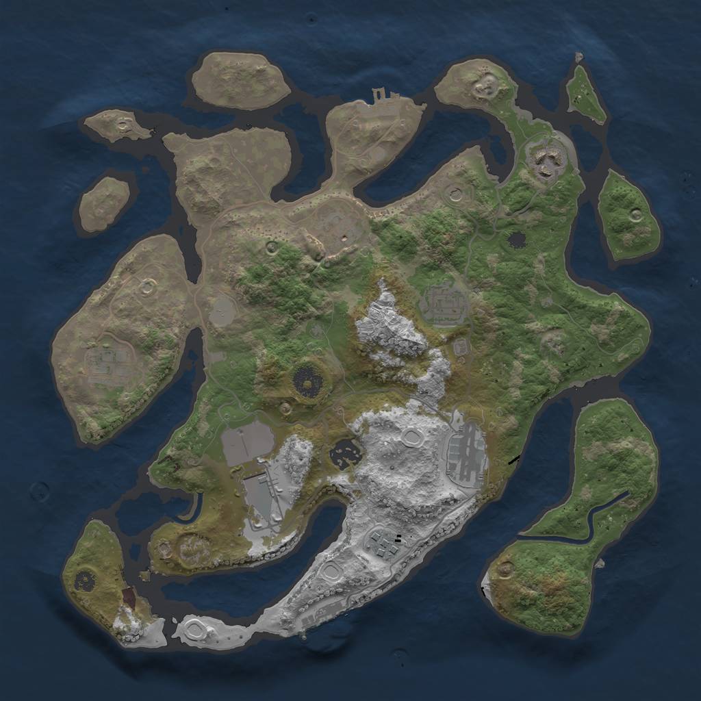 Rust Map: Procedural Map, Size: 3500, Seed: 6840455, 16 Monuments