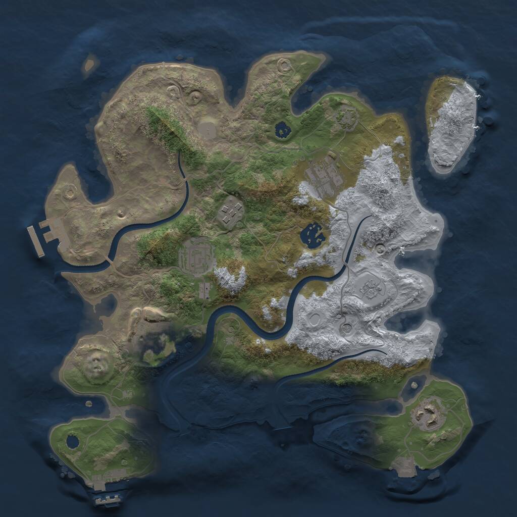 Rust Map: Procedural Map, Size: 3200, Seed: 102020, 12 Monuments
