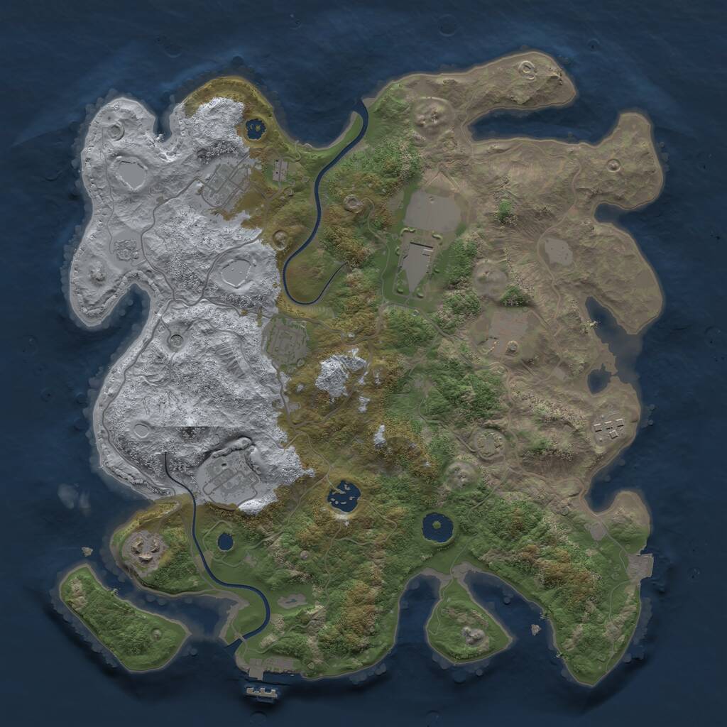 Rust Map: Procedural Map, Size: 3600, Seed: 918052646, 13 Monuments