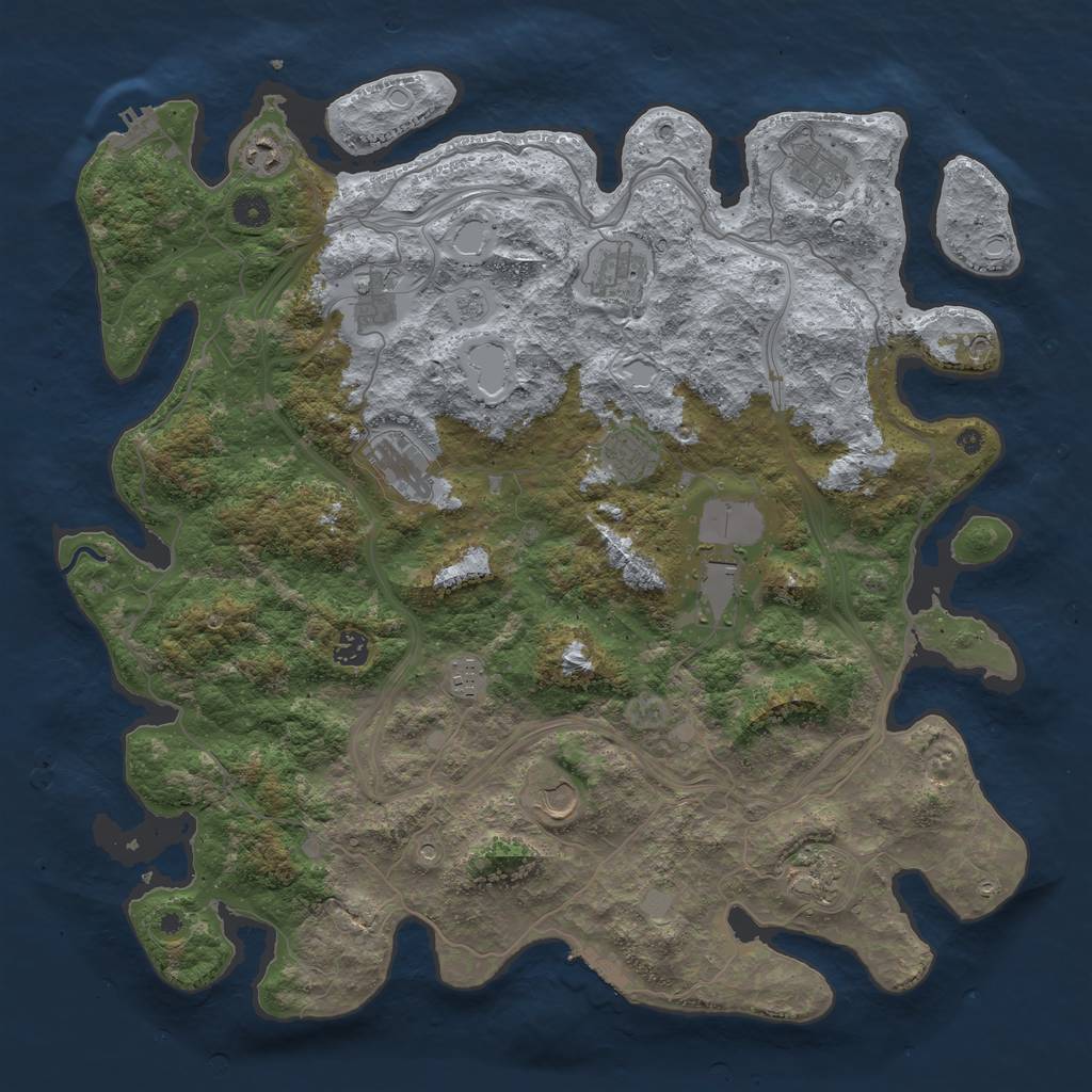 Rust Map: Procedural Map, Size: 4500, Seed: 1514934633, 18 Monuments
