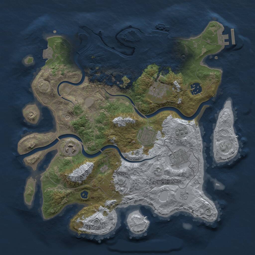 Rust Map: Procedural Map, Size: 3250, Seed: 990073287, 13 Monuments