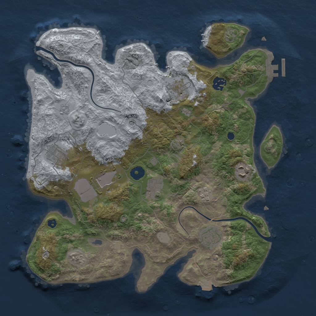 Rust Map: Procedural Map, Size: 3500, Seed: 1682876437, 13 Monuments