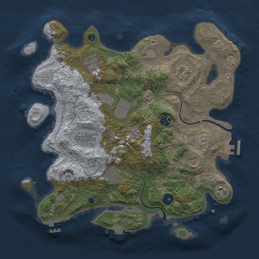 Rust Map: Procedural Map, Size: 3550, Seed: 166096, 15 Monuments