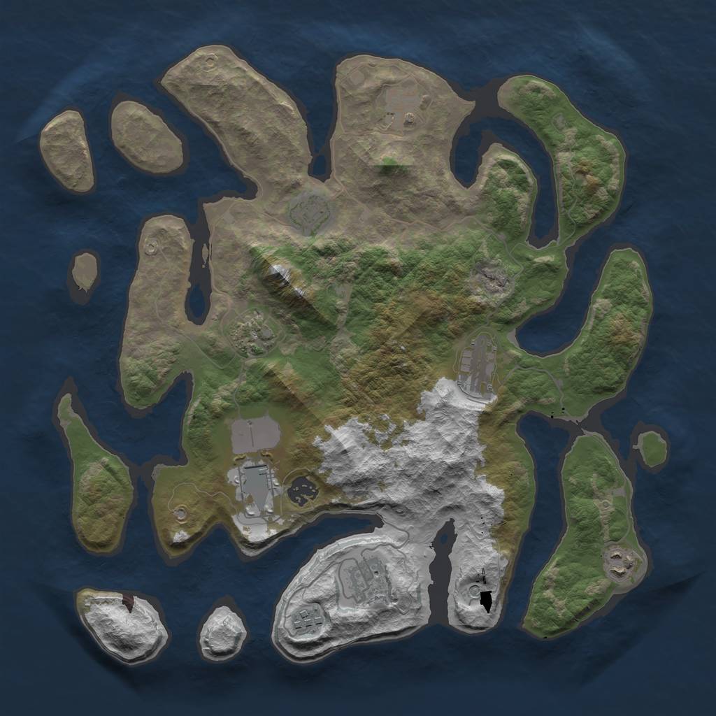 Rust Map: Barren, Size: 3800, Seed: 241111, 12 Monuments