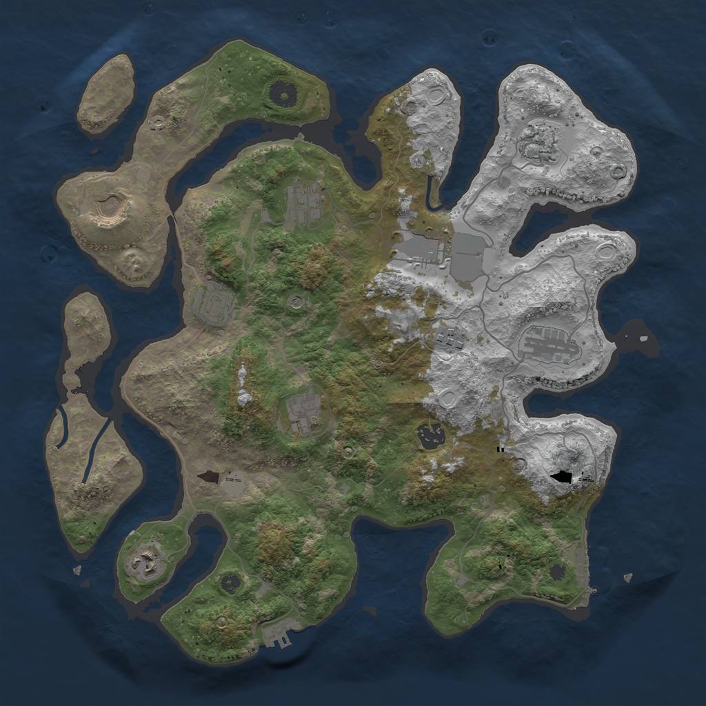 Rust Map: Procedural Map, Size: 3850, Seed: 20667, 18 Monuments